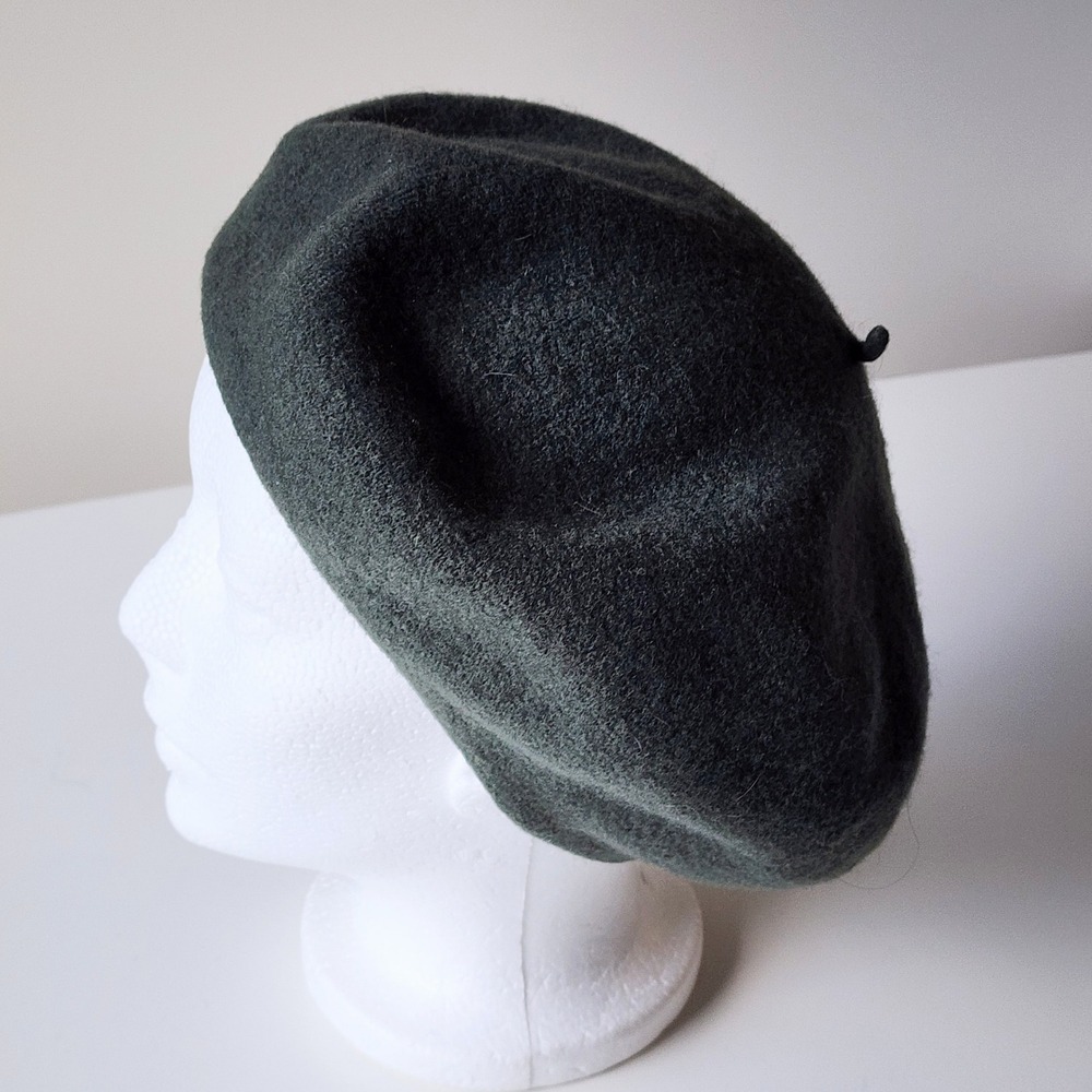 Wool Beret Hat Dark Green French Style Classic Paris Earthy Preppy Forest Fall